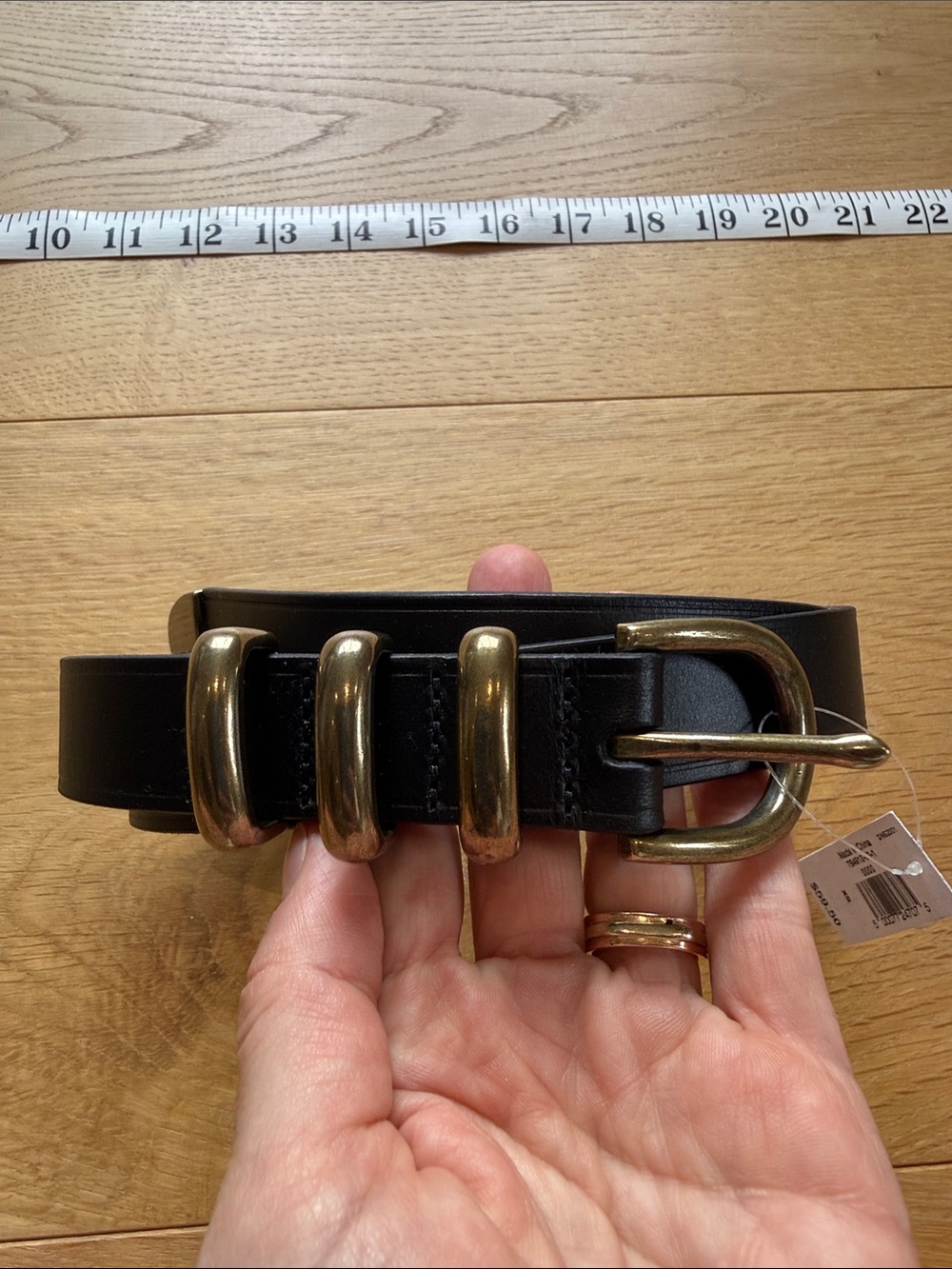 NWT Banana Republic Black Leather Belt with Antique Gold Hardware